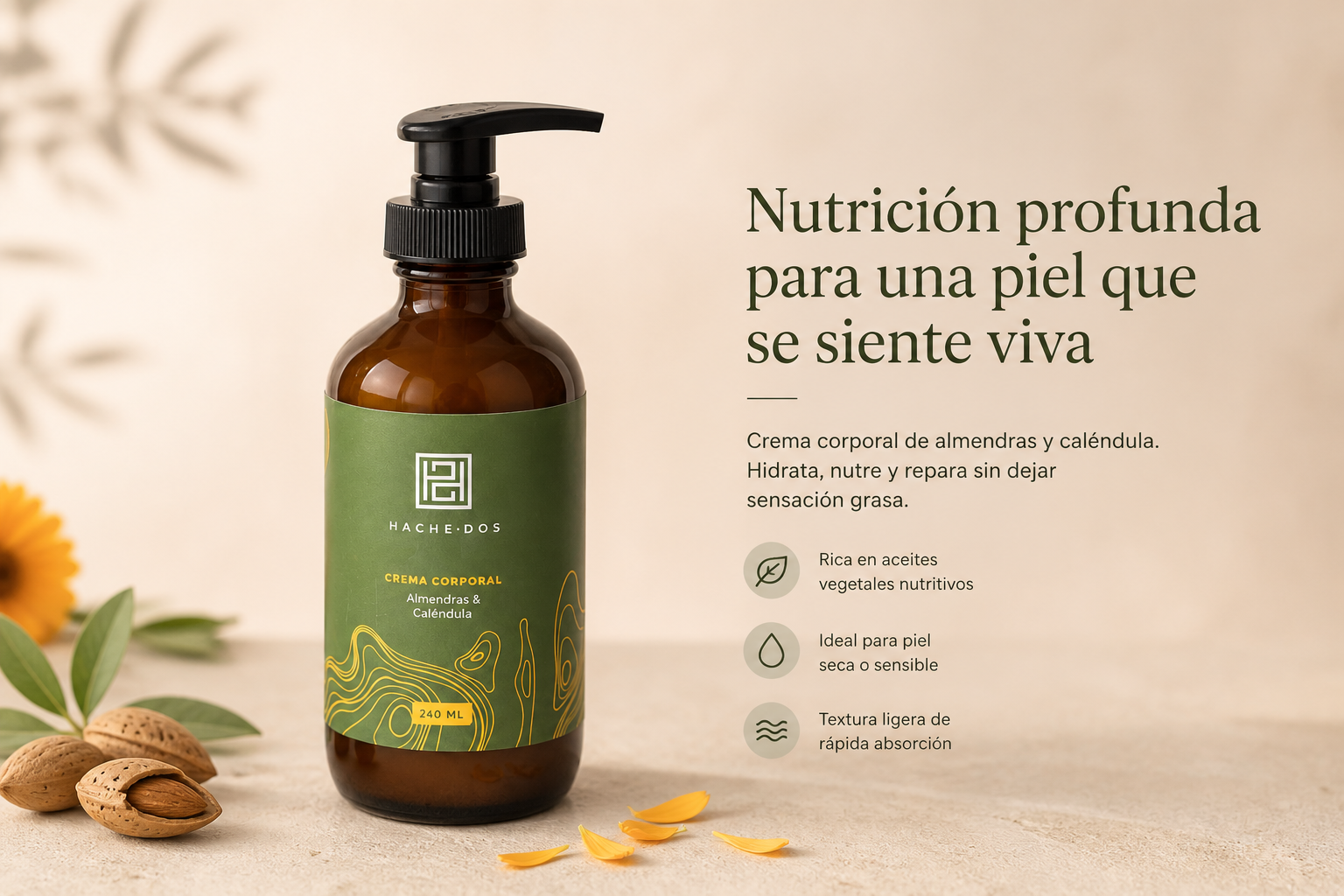 CREMA CORPORAL DE ALMENDRAS Y CALÉNDULA