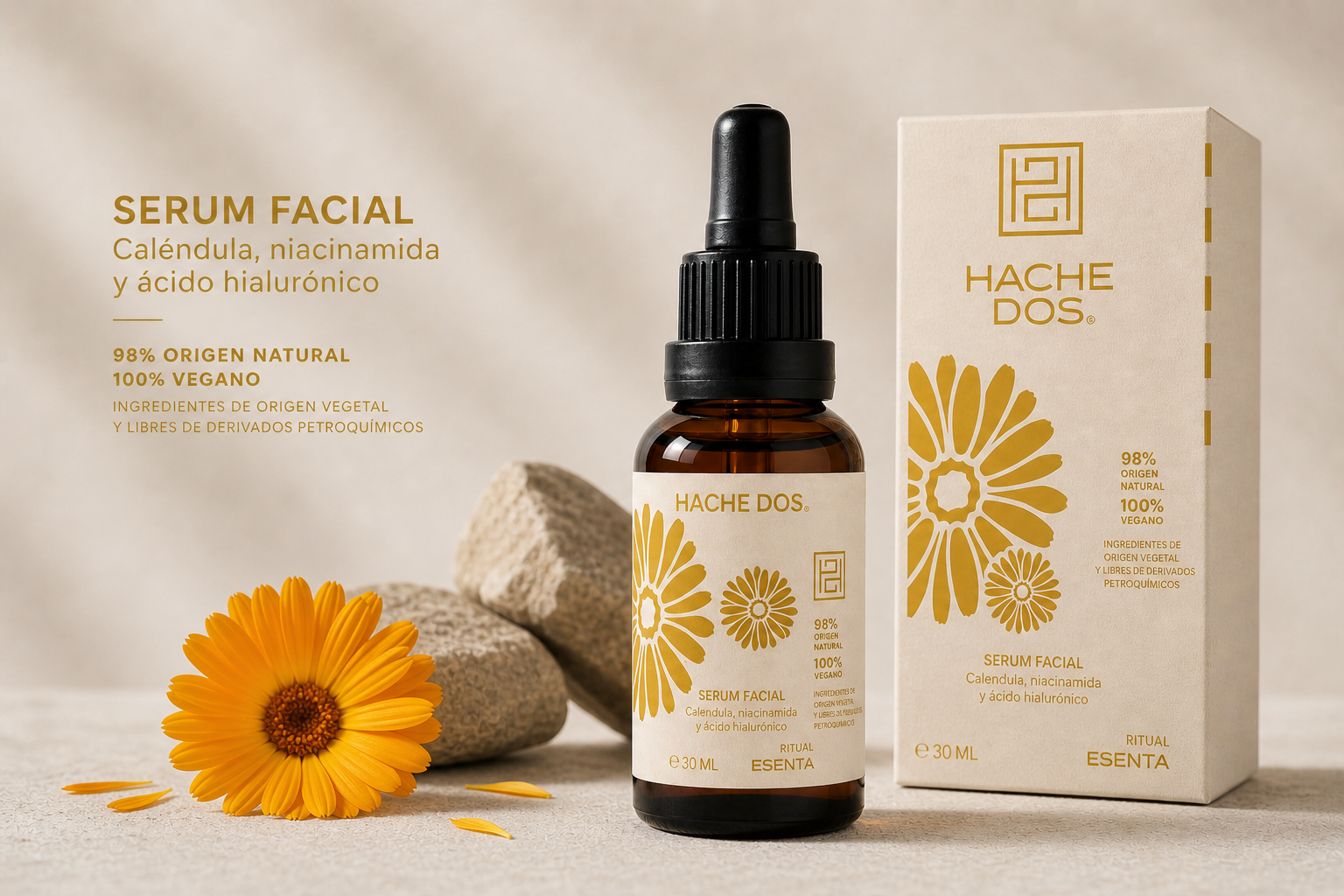 SERUM FACIAL NIACINAMIDA, ÁCIDO HIALURÓNICO & CALÉNDULA